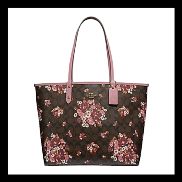 Coach Handbags - Coach Reversible City Tote in Signature Coated Canvas with Medley Bouquet Print